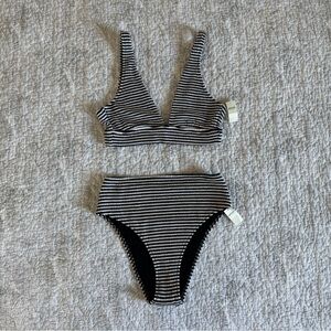 Aerie Crinkle Stripe Bikini Set (Medium)